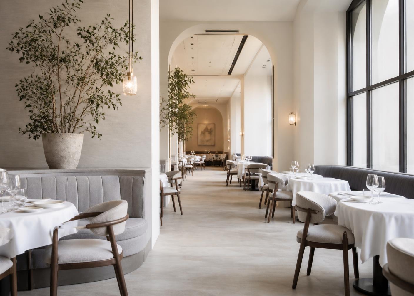 Salle de restaurant élégante et lumineuse